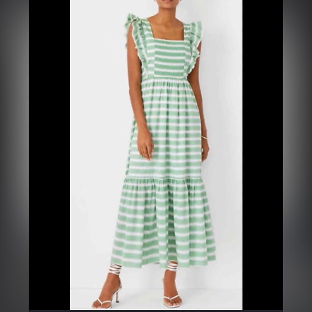 Ann Taylor sleeveless striped A line maxi dress